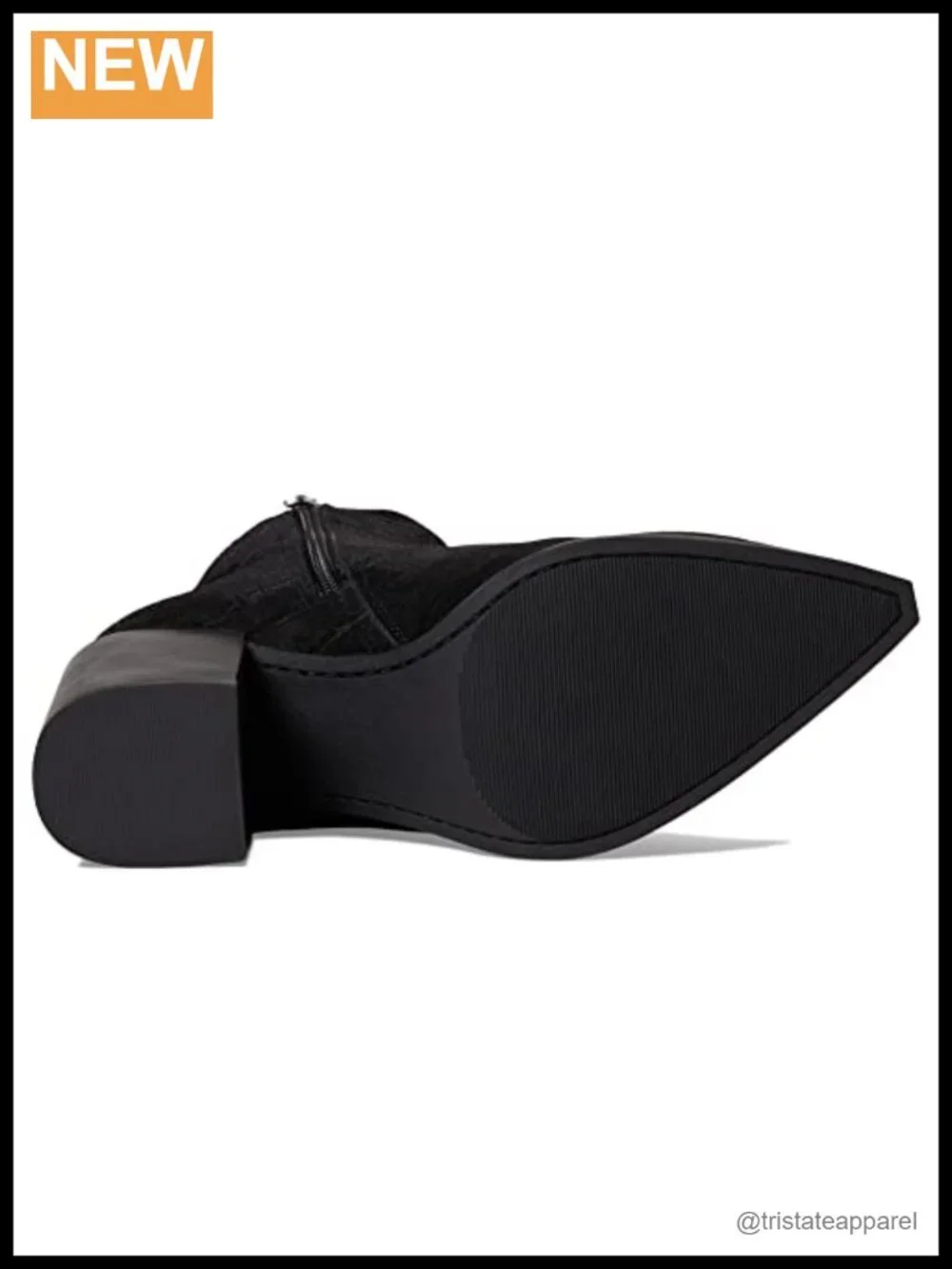 Steve Madden Cate Ankle Bootie Wood-Like Block Heel Pointed Toe Zip